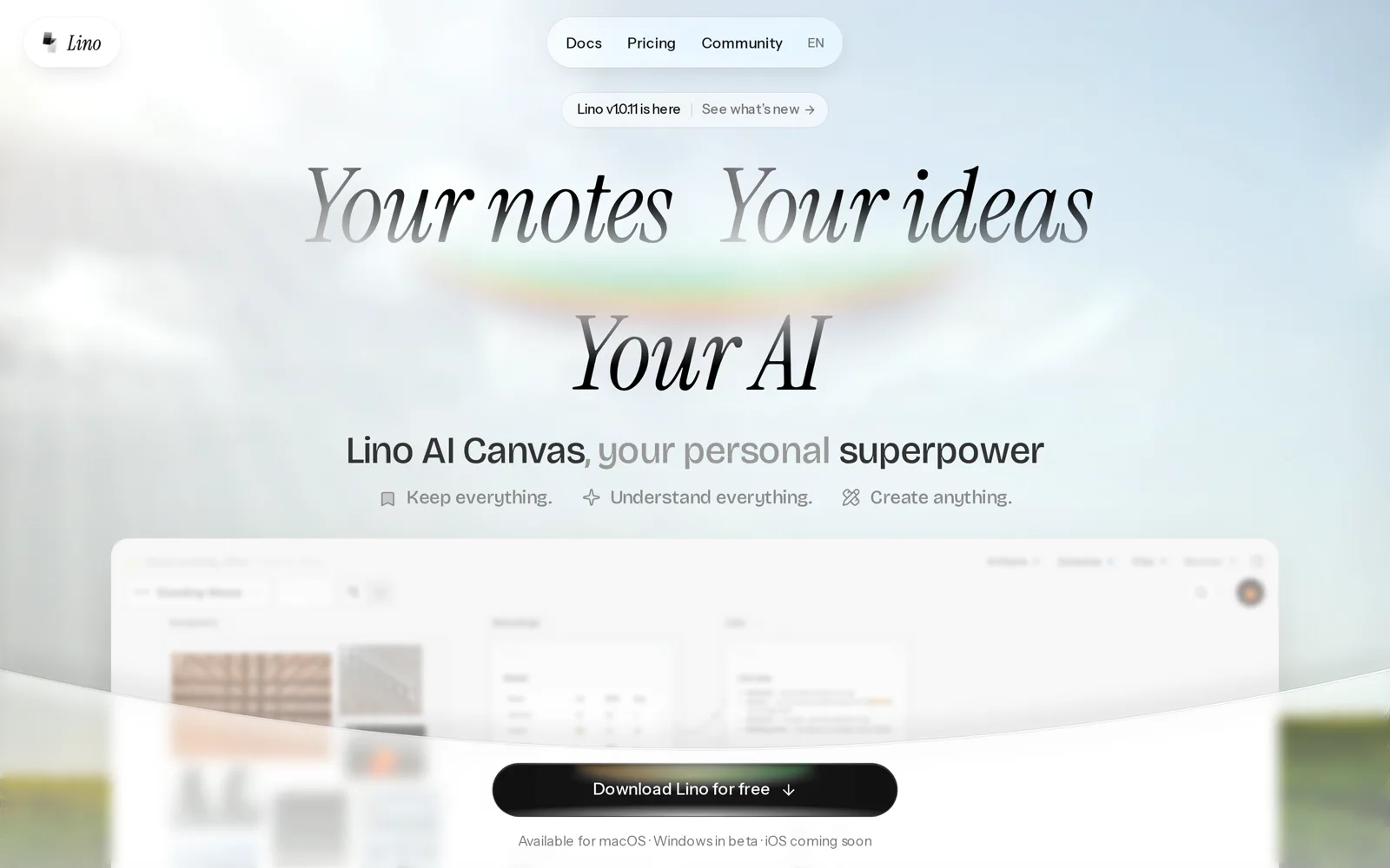 The lino.one homepage