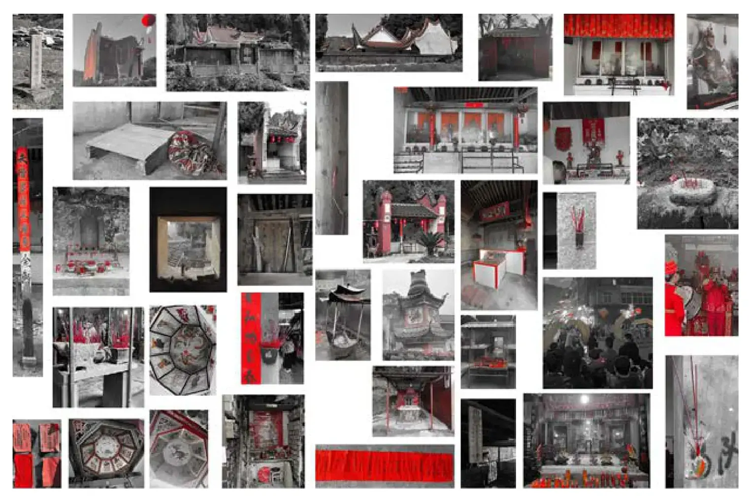Dozens of photos of shrines, temples, altars and red paper from the trip